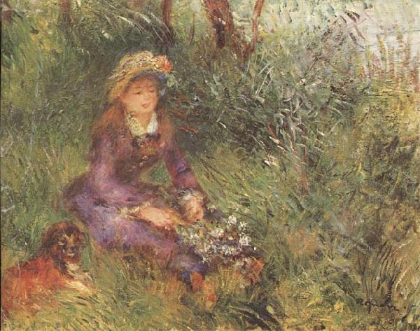 Pierre Renoir Madame Renoir met hond oil painting image